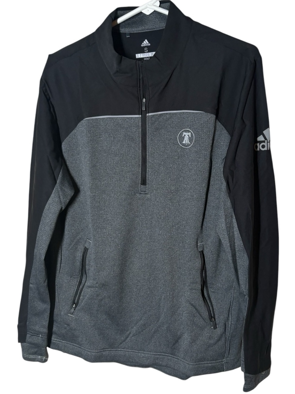 Men’s ADIDAS Black & Gray Half-Zip Performance Pullover Jacket S